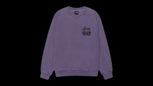Stussy Dice Pig Dyed Crew Sweatshirt Grape