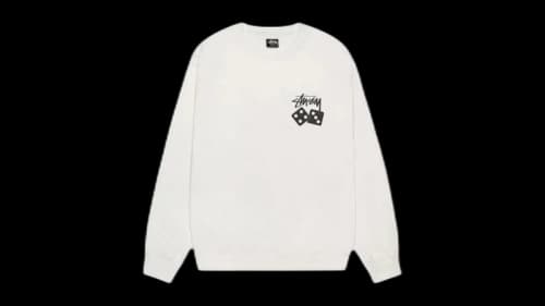 Stussy Dice Pig Dyed Crew Sweatshirt Natural