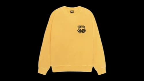 Stussy Dice Pig Dyed Crew Sweatshirt Yellow