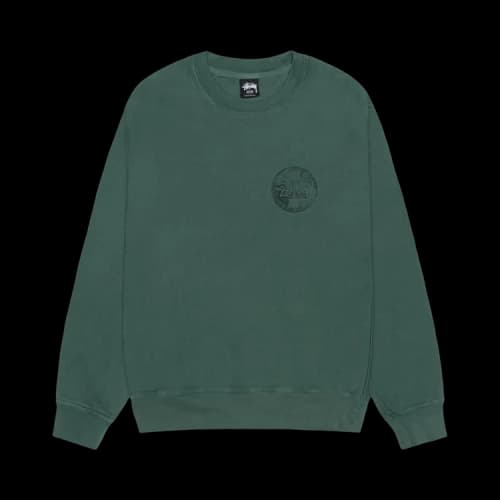 Stussy Dot Stamp Crew Pigment Dyed 'Forest'
