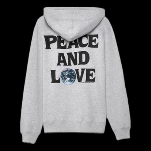 Stussy Love and Peace Back Printing Long Sleeves Unisex Gray
