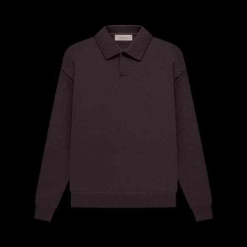 Fear of God Essentials Knit Long-Sleeve Polo 'Plum'