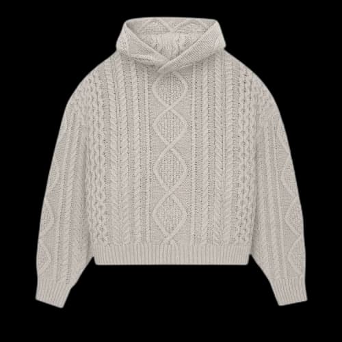 Fear of God Essentials Cable Knit Hoodie 'Silver Cloud'