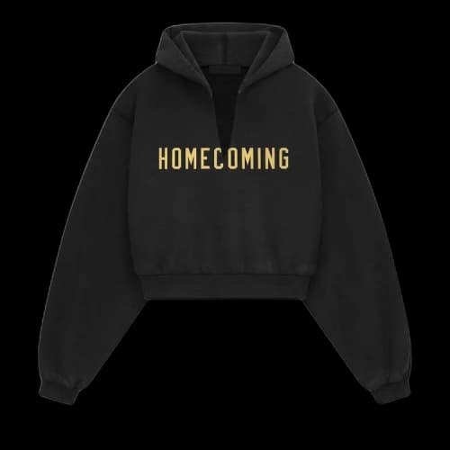 Fear of God Essentials Heavy Fleece Cropped V-Neck Hoodie 'Black'