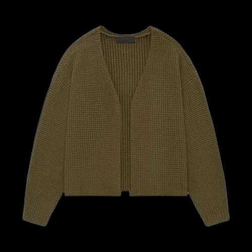 Fear of God Essentials Heavy Waffle Cardigan Olive