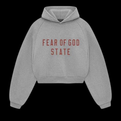 Fear of God Essentials Womens Fleece Cropped Hoodie Dark Heather