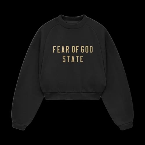 Fear of God Essentials Womens Fleece Cropped Crewneck Black