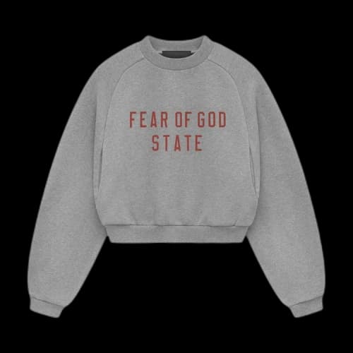 Fear of God Essentials Womens Fleece Cropped Crewneck Dark Heather