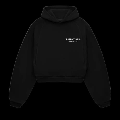 Fear of God Essentials Fleece Cropped Hoodie 'Black'