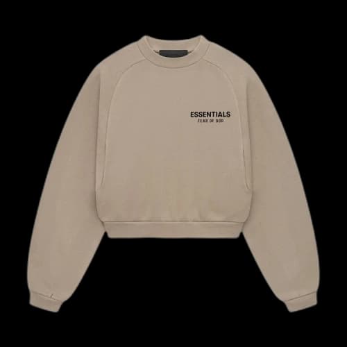 Fear of God Essentials Fleece Cropped Crewneck 'Desert Sand'