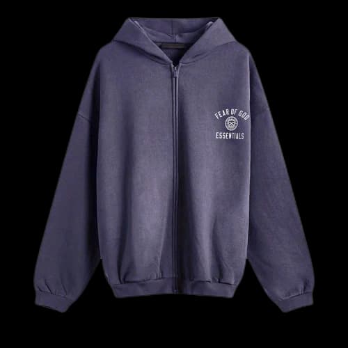 Fear of God Essentials Heavy Fleece Full Zip Hoodie 'Marine Blue'