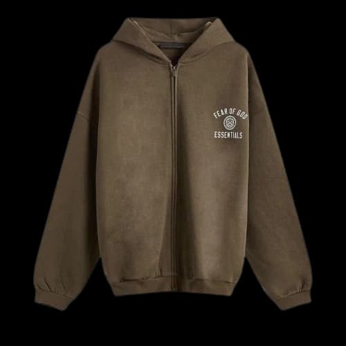 Fear of God Essentials Fleece Full Zip Hoodie 'Brown'