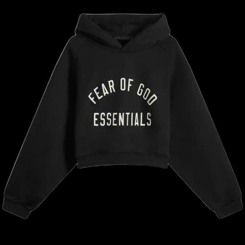 Fear of God Essentials Women's Fleece Cropped Hoodie (FW24) Black