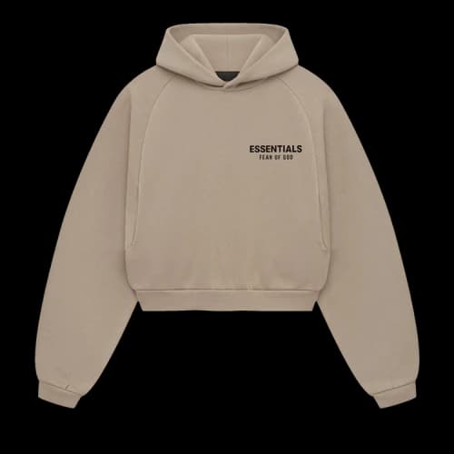 Fear of God Essentials Women's Fleece Cropped Hoodie Desert Sand