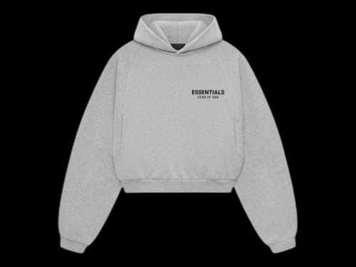Fear of God Essentials Women's Fleece Cropped Hoodie Light Heather Gray