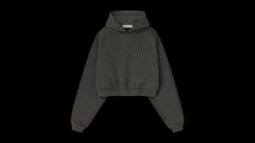 Fear of God Essentials Womens Embossed 90's Raglan Hoodie Charcoal Heather