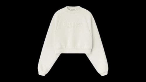 Fear of God Essentials Womens Embossed 90's Raglan Crewneck Sweatshirt Oatmeal Heather