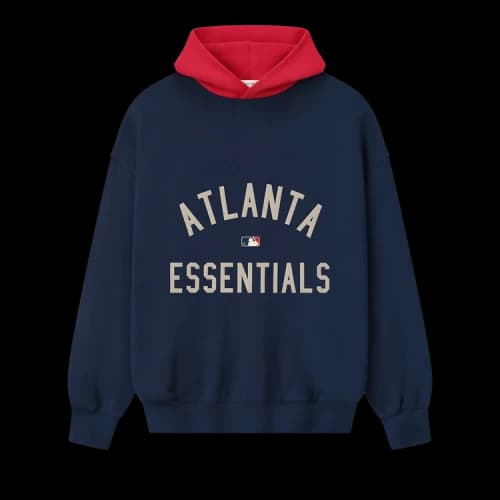 Fear of God Essentials x MLB Braves Sport Fit Pullover Hoodie 'Midnight Navy/Red'