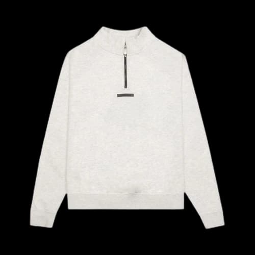 Fear of God Essentials Mockneck Halfzip Sweatshirt 'Light Heather Oatmeal'