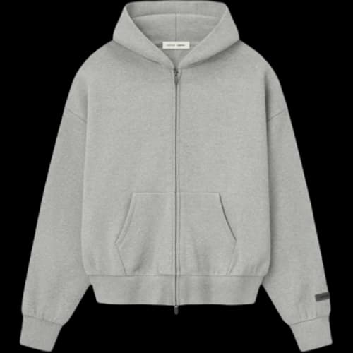 Fear of God Essentials Classic Fleece Zip-Up Hoodie Concrete Heather