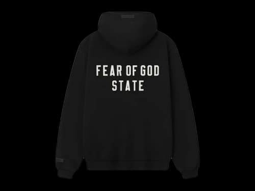 Fear of God Essentials Womens 90's Fleece Zip-Up Hoodie Jet Black