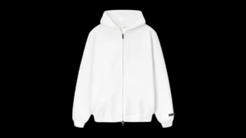 Fear of God Essentials Womens 90's Fleece Zip-Up Hoodie Bright White