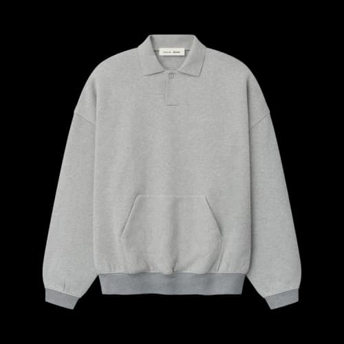 Fear of God Essentials Signature 90's Polo Sweatshirt 'Heather/Dark Concrete Heather'