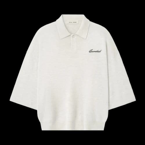 Fear of God Essentials Signature Quarter Sleeve 90's Knit Polo 'Oatmeal Heather'