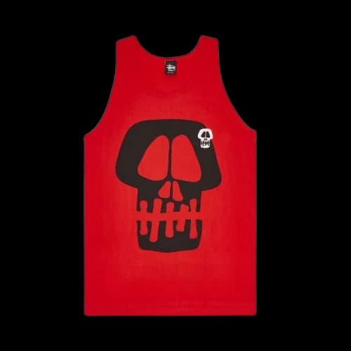 Stussy Jumbo Skull Tank Top 'Red'