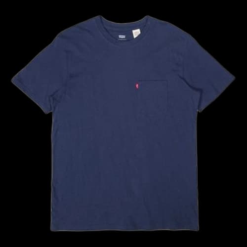 LEVI'S Levis Round Neck Casual Pure Cotton Short Sleeve Navy Blue T-Shirt