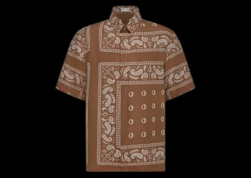 Dior x CACTUS JACK Short-Sleeved Shirt with Bandana Motif Brown