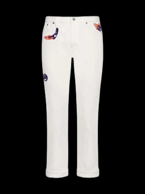 Dior x Kenny Scharf Logo Slim Fit Jean White
