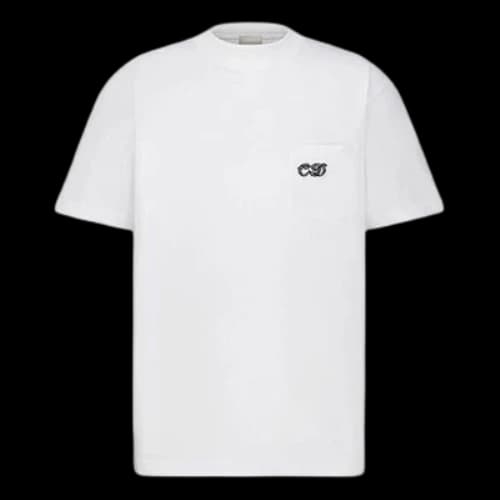 DIOR x Kenny Scharf Crossover SS21 Alphabet Embroidered Round Neck Short Sleeve White