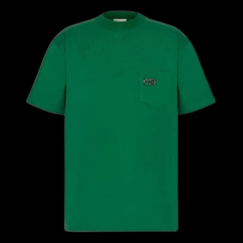 DIOR x KENNY FW21 Crossover Pocket Alphabet Pattern Loose Short Sleeve Green
