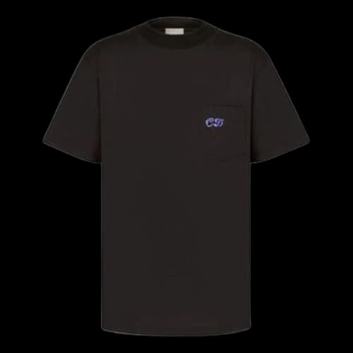 DIOR FW21 Embroidered Logo Short Sleeve Black