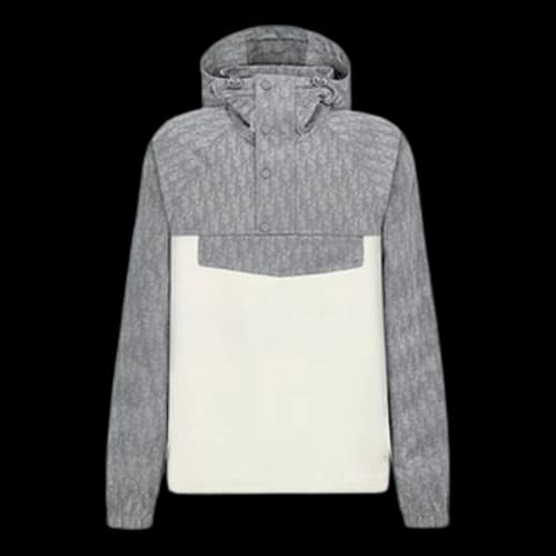 DIOR FW21 Oblique Printing Hooded Jacket Gray