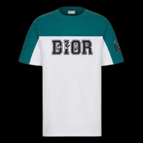 DIOR x KENNY SCHARF Crossover SS21 Knit Colorblock Short Sleeve Dark Blue