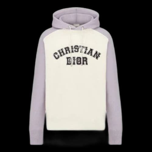 DIOR x KENNY SCHARF Crossover FW21 Cotton Fleece hooded Long Sleeves Gray White Colorblock