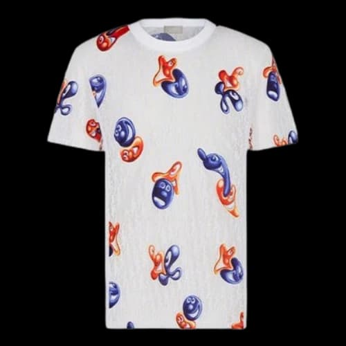 DIOR x KENNY SCHARF Crossover FW21 Logo Printing Loose Round Neck Short Sleeve White