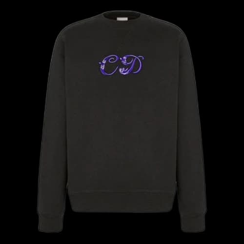 DIOR x KENNY SCHARF Crossover SS21 Alphabet Embroidered Round Neck Pullover Autumn Black