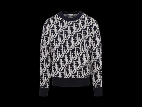 Dior All-Over Logo Crewneck Jumper Navy