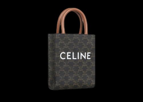 Celine Vertical Mini Tote Triomphe Canvas Tan