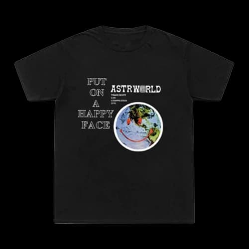 Cactus Jack by Travis Scott Astroworld Lollapalooza Smiley World T-Shirt 'Black'