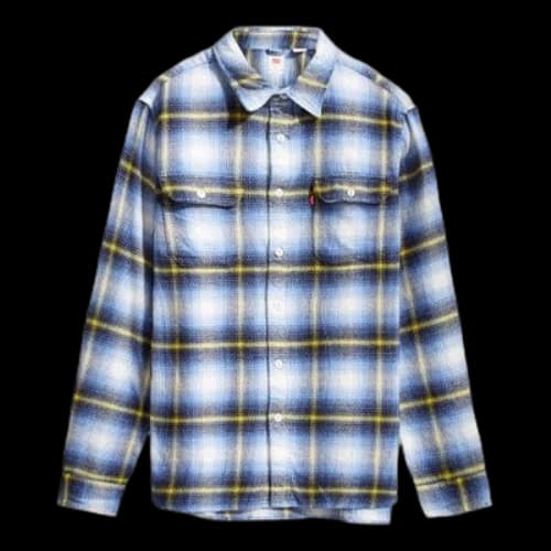 LEVI'S Levis Series Colorblock Plaid Long Sleeves Shirt Blue White Plaid