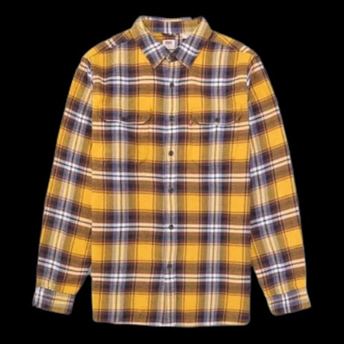 LEVI'S Levis Series lapel Plaid Long Sleeves Shirt Yellow