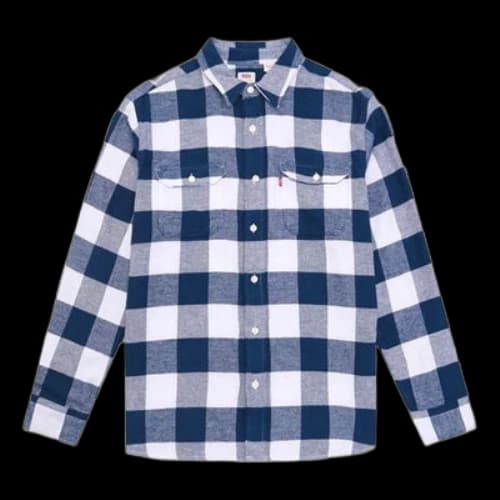 LEVI'S Levis Plaid lapel Long Sleeves Shirt Blue