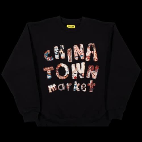 Chinatown Market Patchwork Crewneck 'Black'