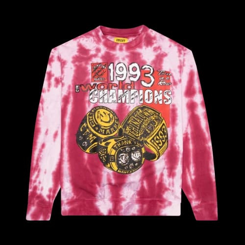 Chinatown Market Smiley Champions 3 Rings Tie-Dye Crewneck 'Red'