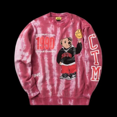 Chinatown Market Smiley Champions Varsity Bear Crewneck 'Red'