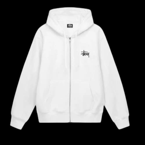 Stussy Basic Zip Hoodie 'White'